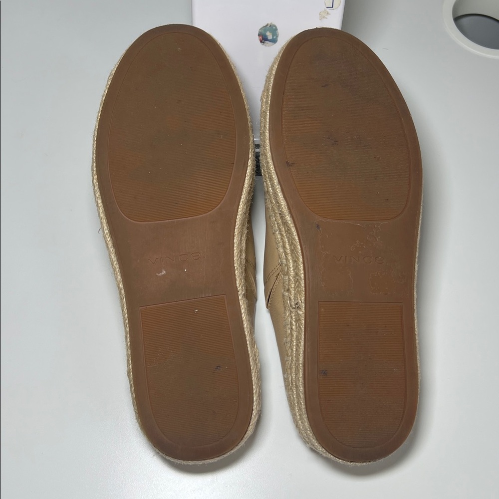 Vince Ulla Leather Slip-On Espadrille Mules Beige Women’s Size 8 - Picture 10 of 11